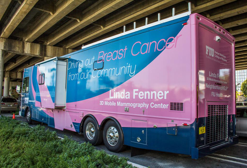 mammography bus parked