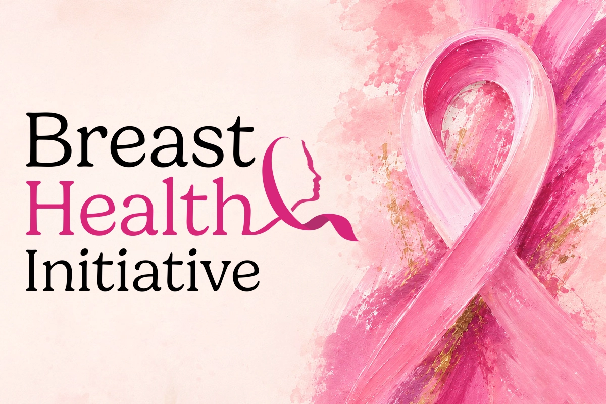Breast Health Initiative image with BHI logo and breast cancer awareness ribbon
