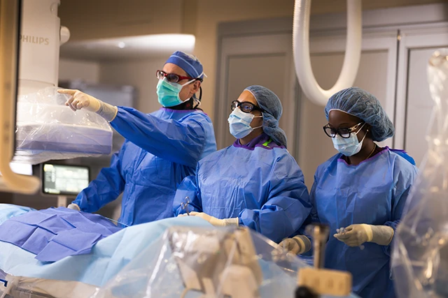 Dr. Brian Schiro with interventional radiology fellows