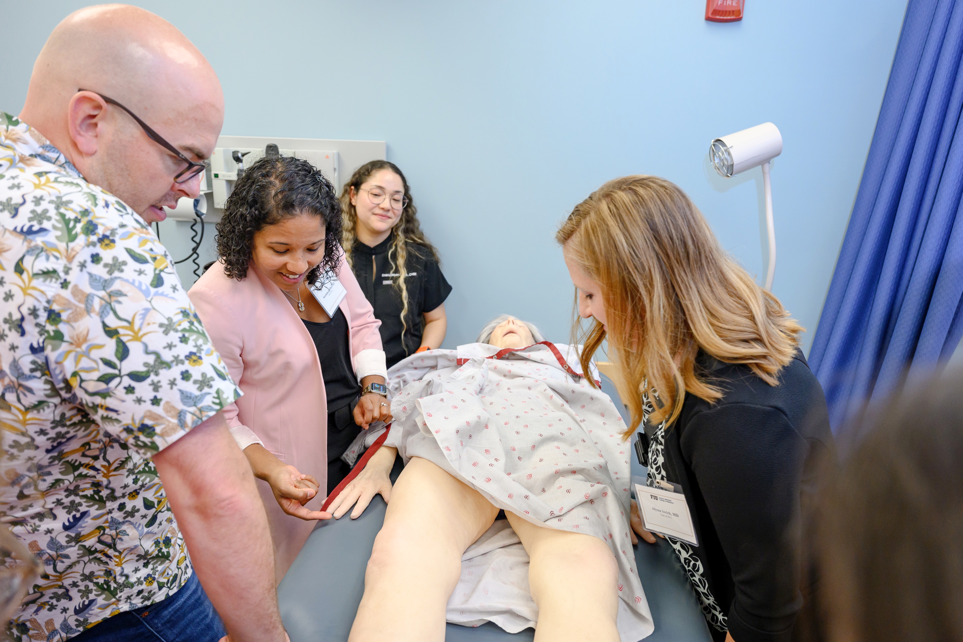 Alumni got a close look at Viviene, a hyper-realistic medical manikin.