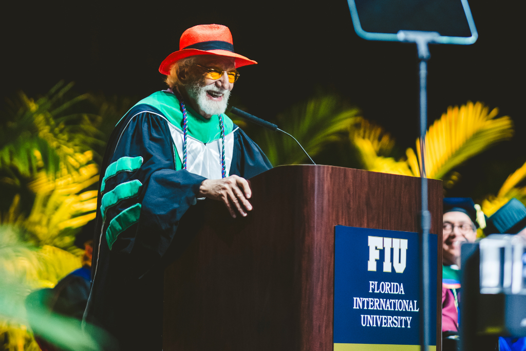 Dr. Herbert Wertheim addresses the CO2025 during Commencement.